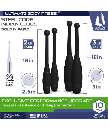 Ultimate Body Press Indian Clubs 1lb, 2lb, 3lb Pairs - Steel Core, 3lb Pair - Buy Online on GoSupps.com