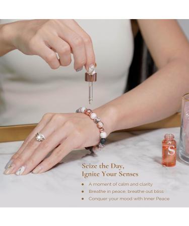 Women & Teenager Anxiety Bracelet with Pink Zebra Jasper Beads & Essential Oils for Self Care - Rose Gold Love Lock 17.5cm (Small) - Buy Online on GoSupps.com