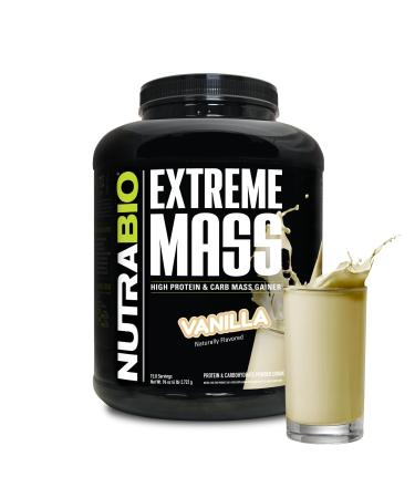 NutraBio Extreme Mass Gainer Protein Powder 53G Protein Clean Weight Gainer Increase Muscle Mass Full Spectrum Amino Acid - Vanilla 6 Pound Vanilla 6 Pound (Pack of 1)