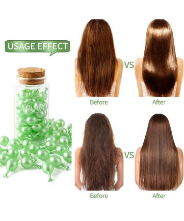 MIVAVO Keratin Hair Treatment Capsules for Dry and Damaged Hair - Ideal for Post-Dye Care | Exquisite Glass Bottle Packaging | 36 Capsules (Green) - Buy Online on GoSupps.com