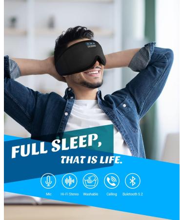 Sleep Mask with Bluetooth Earphones Sleep Headphones Bluetooth Blackout Wireless Eye Mask & Blindfold for Night's Sleep Travel Nap Office Cool Tech Gadgets for Women's Day Gift Headphones Bluetooth Wireless Ice Silk Lining - Black - Buy Online on GoSupps.com