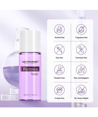 NEUTRIHERBS PRO Retinol Toner - Anti-Aging Fine Lines & Wrinkles Reducer with Panthenol Peptides & Hyaluronic Acid - Alcohol Free 3.38 fl. Oz - Buy Online on GoSupps.com