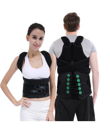 TLSO Thoracic Full Back Brace- Thoracic Lumbar Sacral Orthotic  Compression Fractures  Upper Spine Injuries Pre or Post Surgery with Hard Lumbar Support for Men and Women (S/M)