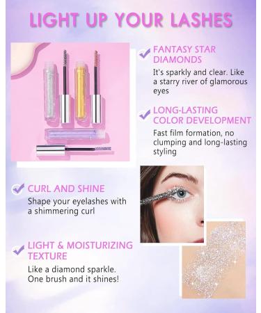 Glitter Mascara for Eyelashes Sparkling Silver Colored Mascara Waterproof Long Lasting Diamond Mascara Smudge-Proof No Clumping Colorful Eyes Makeup for Women Wedding Stage Music Festival (01#White) - Buy Online on GoSupps.com