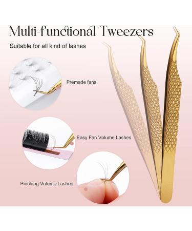 Lash Extension Tweezers for Volume Lash Extensions - Precision Thin Tips - Gold 45 Degree Tweezers - Buy Online on GoSupps.com