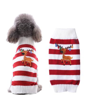Hrttsy Christmas dog sweater winter warm dog cat sweater clothing pets coat costume puppy sweater pullover clothing for small medium -sized dogs large dog pet sweater large red -bell teat