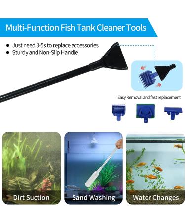 5-in-1 Fish Tank Cleaning Kit with Long Siphon Nozzle for Aquarium Maintenance - Includes Gravel Cleaner, Algae Scrapers, Betta Fish Accessories - Buy Online on GoSupps.com