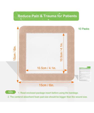 Buy NeuHeils Silicone Adhesive Foam Dressing 6x6 - 10 Pack for Bed Sores & Leg Ulcers | Waterproof & High Absorbency - Buy Online on GoSupps.com