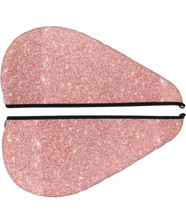 Shop Hair Towel Wrap - Quick Drying Turban with Button | Rose Gold Pink Glitter - Ideal for All Hair Types - Buy Online on GoSupps.com