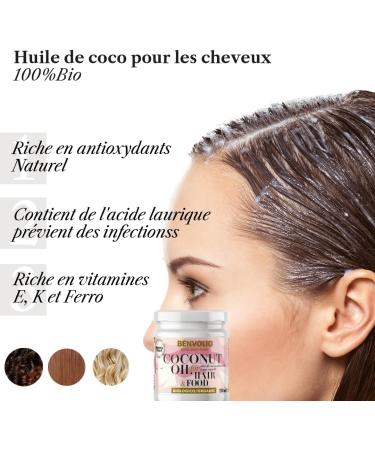 BENVOLIO - Total Body Food Organic Hair Coconut Oil | 200 ml | Hair Mask and Heat Protector for Hair | Dry and Frizzy Hair | Food and Body Coconut Oil | Coconut Oil Hair - Buy Online on GoSupps.com