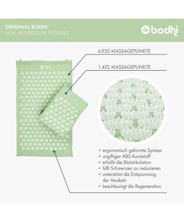 Bodhi Acupressure Set Vital - Acupressure Mat & Pillow for Self-Massage Relaxation & Blood Circulation - Pastel Green with Bag | International Shipping - Buy Online on GoSupps.com