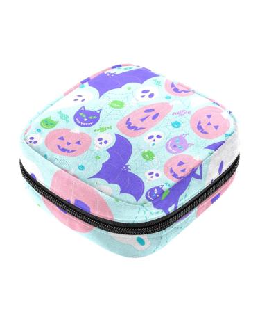 Guantierendiy Sanitary Napkin Storage Bag Portable Period Bag for Women Teen Girls Halloween Bat Skull Menstrual Cup Pouch Nursing Pad Holder (Multicolor) Color 10