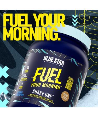 Blue Star Nutraceuticals SHAKE ONE - Grass Fed Whey Protein Isolate Coffee Fusion Natural Caffeine Fibre MCT Oil | Fuel Your Morning - 30g protein per serving - 21 Servings (Cappuccino) - Buy Online on GoSupps.com