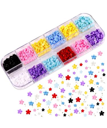 KINBOM 1200pcs 3D Flower Nail Art Charms Resin 3D Flower Nail with Silver and Gold Beads Colorful Flower Nails Decoration Accessories for Woman Girl DIY Nail Design Jewelry Making (8 Colors)