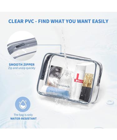 Vorspack Clear Toiletry Bags 4 Pack - TSA Approved Quart Size Toiletry Bag Set for Men and Women, Grey - Zipper Closure, Clear Makeup Bags for Travel - Buy Online on GoSupps.com