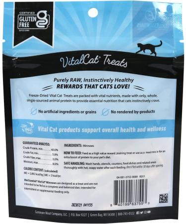 Vital Essentials Freeze Dried Minnow Cat Treats - Premium Quality and Delicious Flavor for Your Feline Friend - Buy Online on GoSupps.com