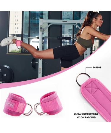 Kcross Barbell Squat Pad Set for Women - Includes 7Pcs Pad, Ankle Straps, Resistance Bands, Carry Bag - Pink Gym Equipment Accessories - Buy Online on GoSupps.com
