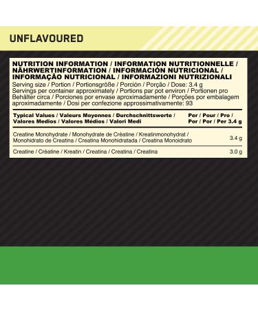 Optimum Nutrition Micronised Creatine Powder - 100% Pure Monohydrate for Performance - 93 Servings 317g Unflavoured Shake - Buy Online on GoSupps.com