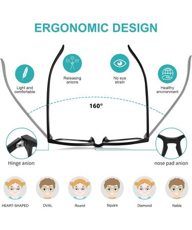 Kids 3 Pack Blue Light Blocking Glasses - Anti Glare Eyestrain Protection for Boys and Girls - Age 3-10 - Grey Black, Transparent, Leopard - Teen Fashion Eyewear for Computer Gaming - Buy Online on GoSupps.com