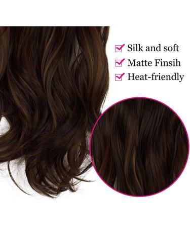 Halo Wavy Curly Hair Extensions 18 Dark Brown Mix Light Auburn - Heat Resistant Synthetic Hairpiece for Women by OMGREAT - Buy Online on GoSupps.com