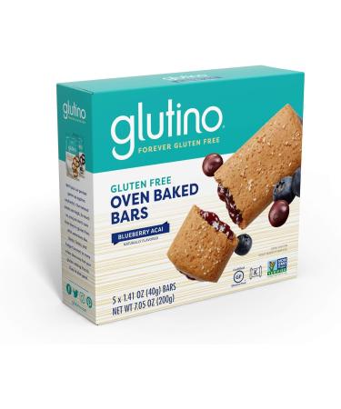 Glutino Gluten Free Blueberry Acai Oven Baked Bars - 5 ct (Pack of 12) | Naturally Flavored - Buy Online on GoSupps.com