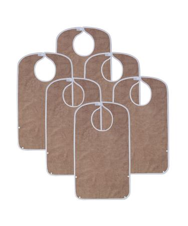 Adult Bib for Eating, Clothing Protector with Optional Crumb Catcher Brown(4pack)