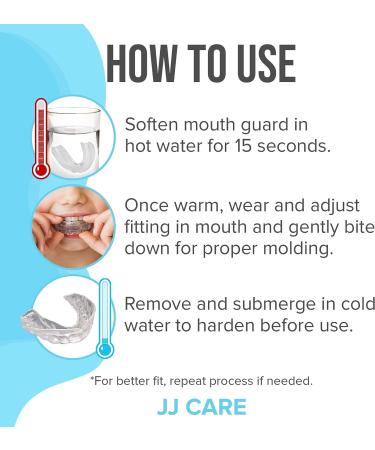 JJ CARE Mouth Guard (2 Pairs) - Custom Moldable Night Guards for Teeth Grinding with Retainer Cleaner Tablets - Dental Mouth Guard for Sleeping - Buy Online on GoSupps.com