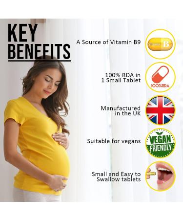 Nuke Nutrition Folic Acid 400mcg Tablets - 365 Count - Pre-Pregnancy Vitamins - Reduce Tiredness - Folate Supplement for Men & Women - Buy Online on GoSupps.com