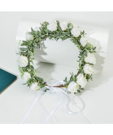 Funsveta Floral Maternity Photo Shoot Flower Crown - Green Leaf and White Headband - Buy Online on GoSupps.com