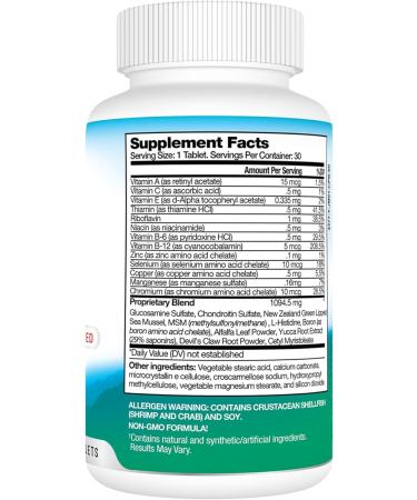 Best Earth Naturals Joint Support- Glucosamine Chondroitin MSM & Special Vitamins & Nutrients for Back Hip & Joint Support - Joint Supplement for Joints Muscle & Flexibility 30 Day Supply - Buy Online on GoSupps.com