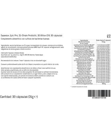  Swanson Swanson Epic Pro - 30 Billion - 25 Good Bacterial Strains with 30 Billion Bacterial Cultures - 30 Capsules - Lab Tested - Soy-Free - Gluten-Free - Non-GMO - Buy Online on GoSupps.com