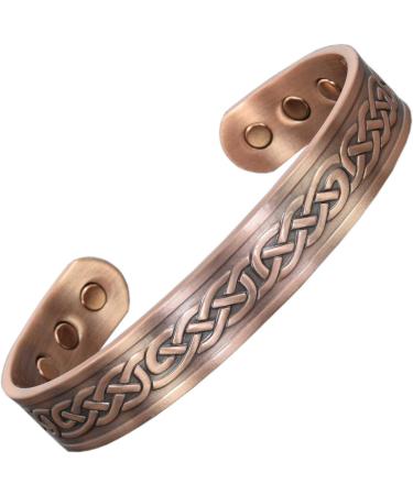Copper Magnetic Bracelet Men Women Celtic Copper Bangle Cuff Magnetic Band Copper Magnetic Jewellery Holistic Neodymium Magnets-CEK (M: Wrist 16.5-19.5cm/6.5-7.7") - Buy Online on GoSupps.com