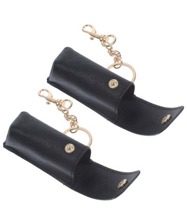 Lipstick Keychain Holder Lip Balm Keychain Lipstick Holder for Purse Storage Bag Lip Pouch Bags for Women 2pcs Black 2pcs Black