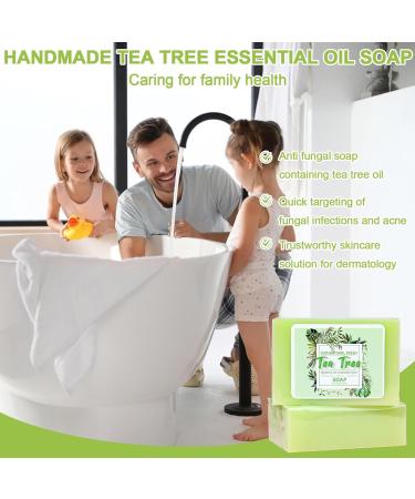 Organic Handmade Tea Tree Soap Antibacterial Natural Tea Tree Oil Soap Bar for Face & Body Acne Treatment Antifungal Scrub Soap Bar for Acne Spots Blackheads Cruelty Free - 140g - Buy Online on GoSupps.com