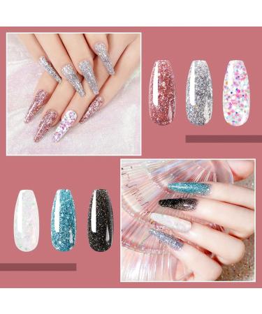 ROSALIND Blue Glitter Poly Nail Gel Set - 6PC 15ML Colors for Super Shiny Diamond Nail Extensions - Easy & Trendy Gel Nails for Beginners - Buy Online on GoSupps.com