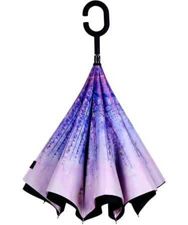 owen kyne Windproof Double Layer Folding Inverted Umbrella  Self Stand Upside-down Rain Protection Car Reverse Umbrellas with C-shaped Handle Wisteria Tree - Buy Online on GoSupps.com