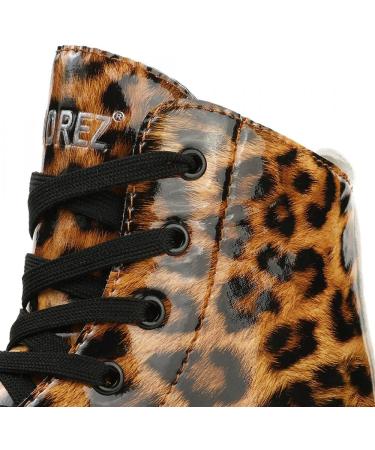 YYW Funky Leopard-Print Roller Skates (Size 38 US Men 7 Women 8.5) | PU Leather Outdoor Skates - Buy Online on GoSupps.com