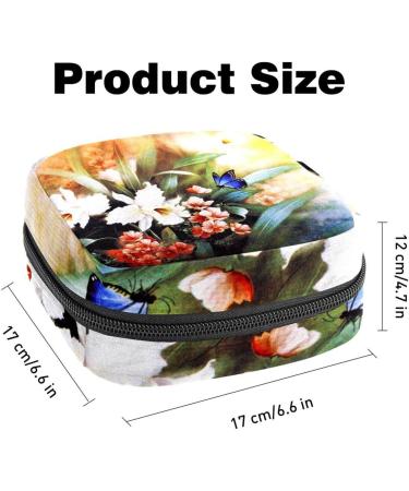Women's Travel Storage Bag - Large Capacity Makeup Organizer for Menstrual Cups & Accessories - Butterfly & Flower Oil Paintings Design - Buy Online on GoSupps.com