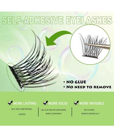 Self Adhesive Eyelashes Kit - 48 Press On Lashes & Tweezer | No Glue DIY Cluster Lashes Lasting 12-15 Hours - 0.07 D Curl 8-14mm Mix (A1-Black - Buy Online on GoSupps.com
