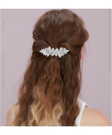 Crystal Pearl Rhinestone Barrette 2Pcs - Elegant Wedding Hair Accessories for Women - Buy Online on GoSupps.com