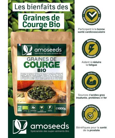 Organic Squash Seeds 1kg | Origin Europe | Cucurbita pepo | Unroasted Salt-Free 100% Natural | Superior Quality - Buy Online on GoSupps.com