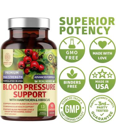 2-Pack N1N Premium Blood Pressure Support with Hawthorn & Hibiscus | Cardiovascular Supplement 180 Caps - Buy Online on GoSupps.com