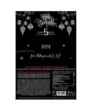 Hallingers Merry Christmas White Tea Gift Set - 5 Vegan Varieties in Screw Glasses | Perfect for Christmas Mother's Day Father's Day & New Year's Eve - Buy Online on GoSupps.com