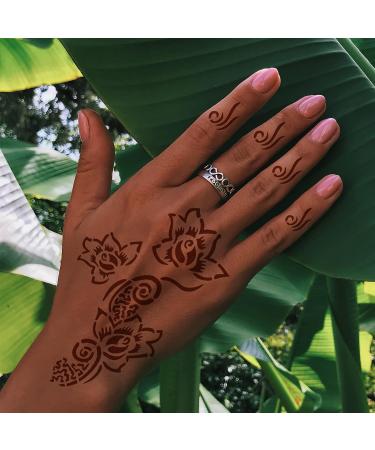 16 Sheets Henna Tattoo Stencils Kit | 150+ PCS Templates | Temporary Indian Arabian Glitter Airbrush Stencils for Women, Girls, and Kids | DIY Face & Body Paint - Buy Online on GoSupps.com