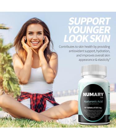 850mg Hyaluronic Acid with Hydrolyzed Collagen Turmeric MSM Vitamin C 60 Tablets 2 Month Supply 60 Count (Pack of 1) - Buy Online on GoSupps.com