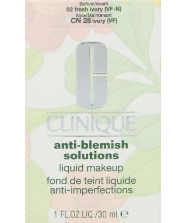 Clinique Anti-Blemish Solutions Liquid Makeup Cn 28  02 Fresh Ivory  1 Fl Oz 02 Fresh Ivory (VF) 1 Fl Oz (Pack of 1)