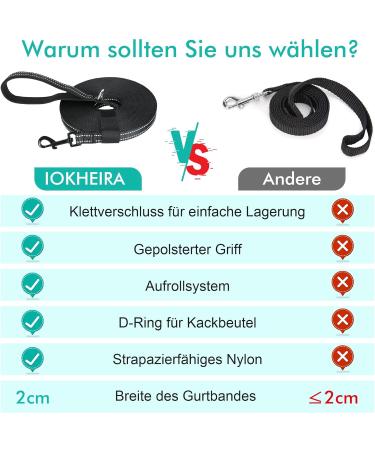 Robust Reflective Dog Track Leash - 5m/10m/15m/20m Comfortable Training Leash for All Dog Sizes - Buy Online on GoSupps.com