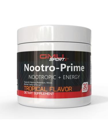 Nootro-Prime Brain Boost - Focus Brain Supplement - Mushroom Supplement Powder with Alpha GPC Nootropic Brain Supplements for Memory and Focus with Lions Mane 30 Servings Tropical Flavor Tropical 4.7 Ounce (Pack of 1)