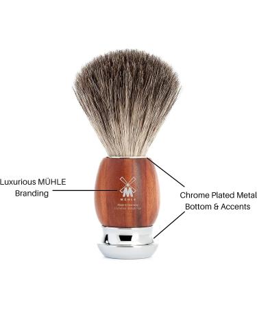 MHL VIVO Pure Badger Shaving Brush with Chrome Plated Stainless Steel Handle - Luxury Shave Accessory for Men - Buy Online on GoSupps.com