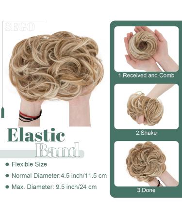 Sego Hair Part with Rubber Band - 55g Dutt Hair Tie & Extensions for Messy Buns | Coffee Brown Mix Blonde - Buy Online on GoSupps.com
